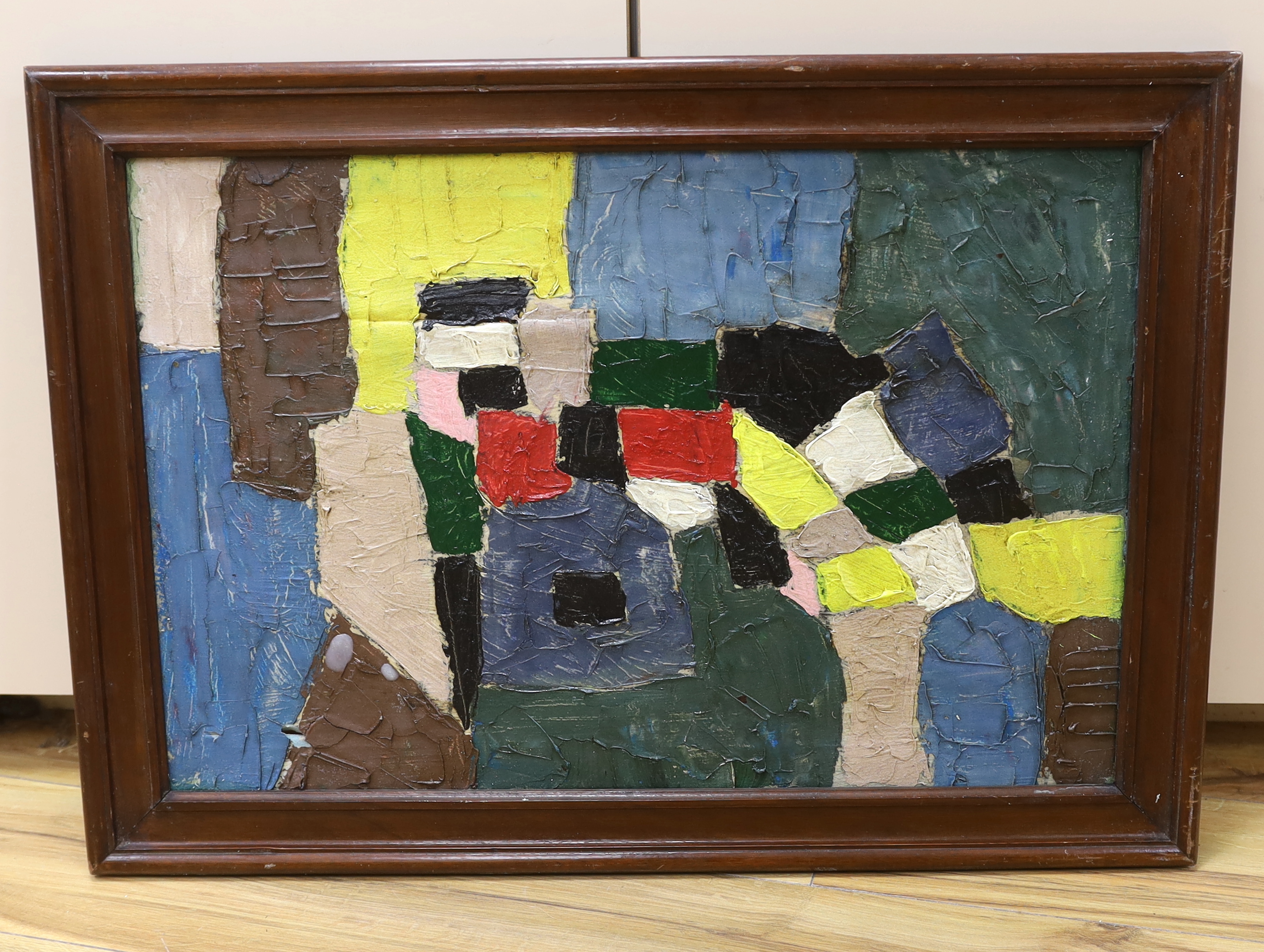 Impasto oil on canvas, Abstract composition, Geometric shapes, 40 x 60cm